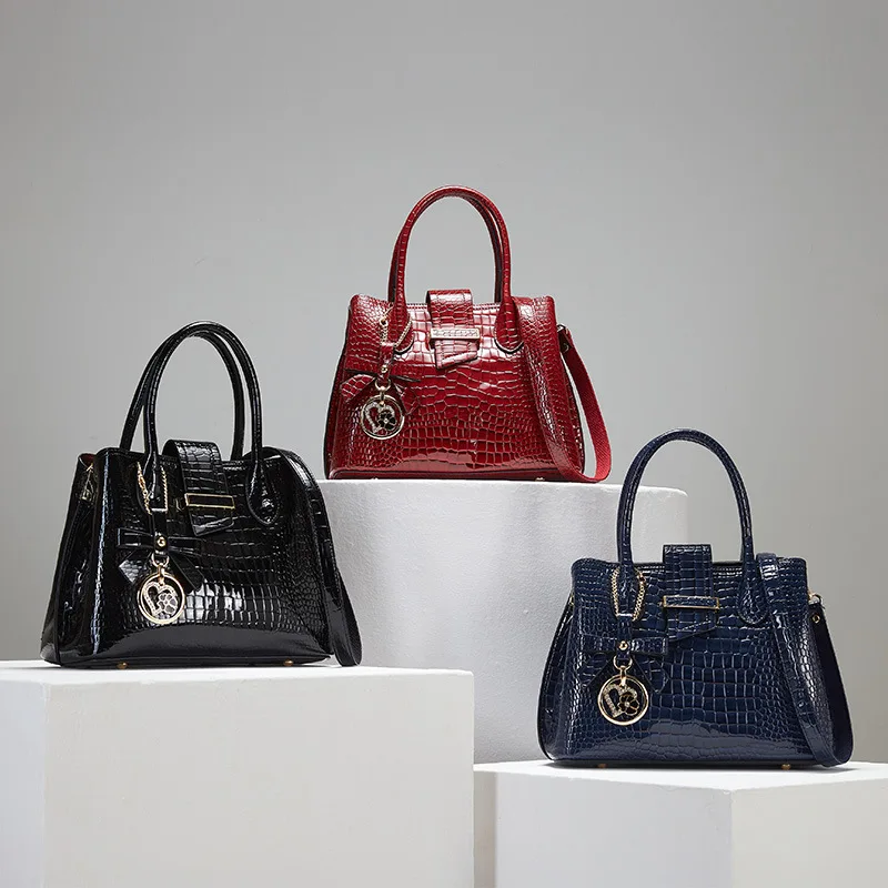 Лидер продаж 2021, женская сумка с узором под кожу крокодила, женские сумки-тоуты через плечо, роскошная сумка из лакированной искусственной кожи