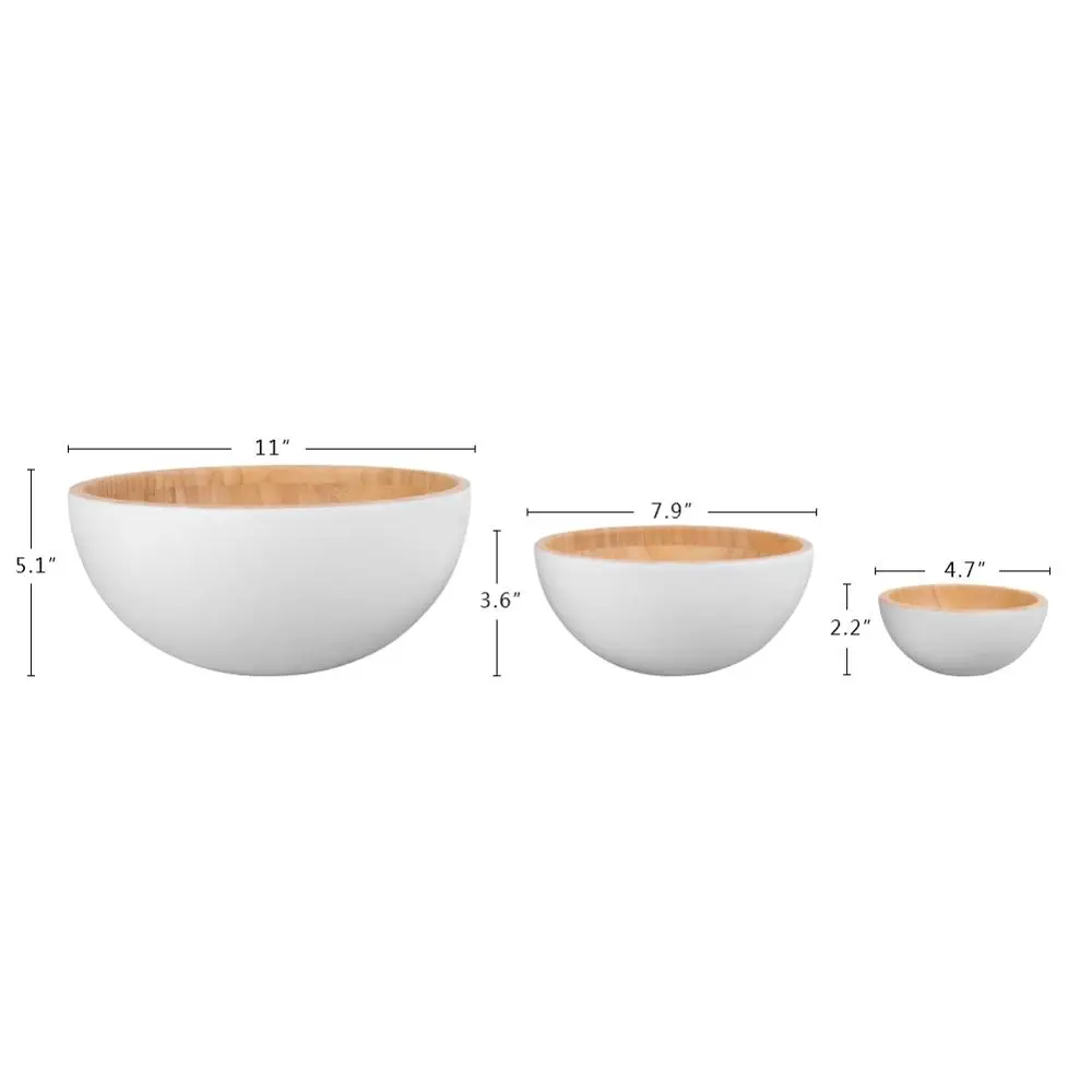 BAMBKIN Kitchen bamboo bowls salad natural salad bowl set fruit salad bowl