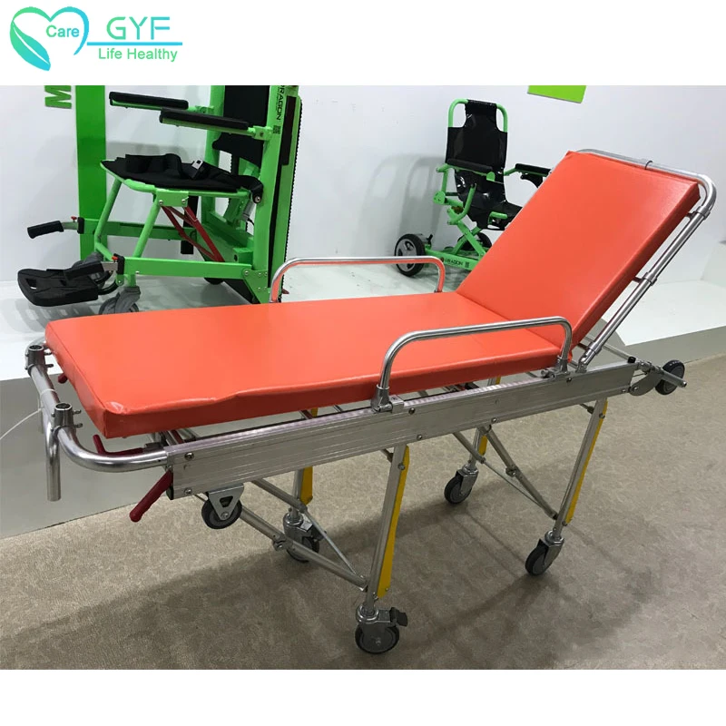 GYF automatic loading stretcher hospital ambulance aluminum alloy wide side folding 120 emergency loading stretcher
