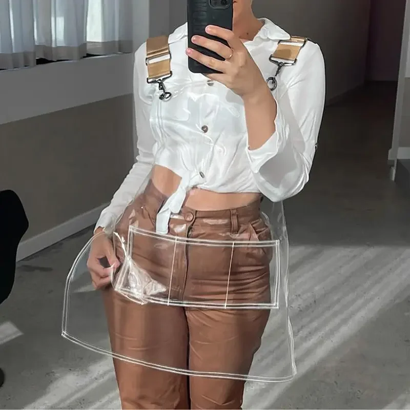 Hot Sell Fashion Waterproof Transparent Hairdresser Tpu Salon Apron With Pocket