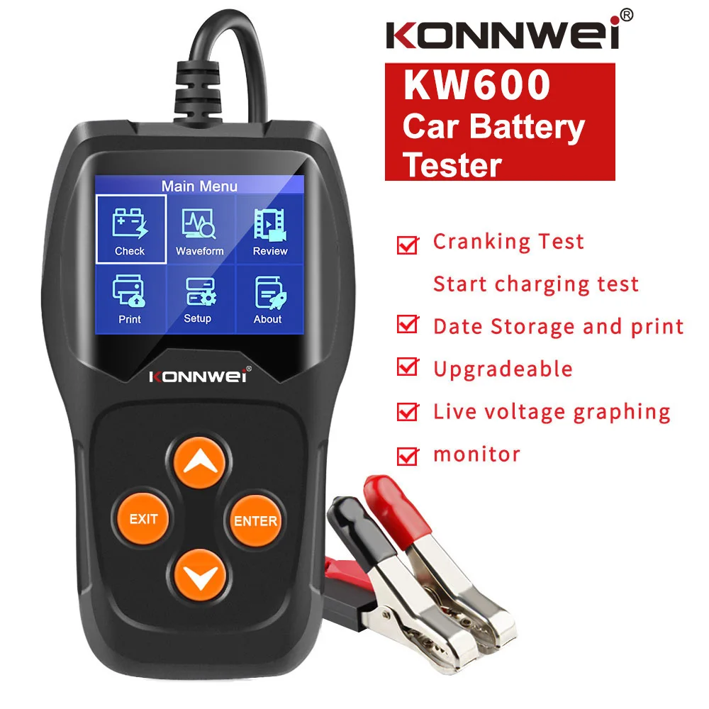 KONNWEI KW600 OBD2 Automotive Scanner Thirteen Language car Auto Diagnostic Tester Tool Auto Battery Analyzer