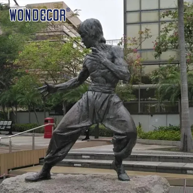 Bronze statue of famous Chinese kung fu actor Bruce Lee