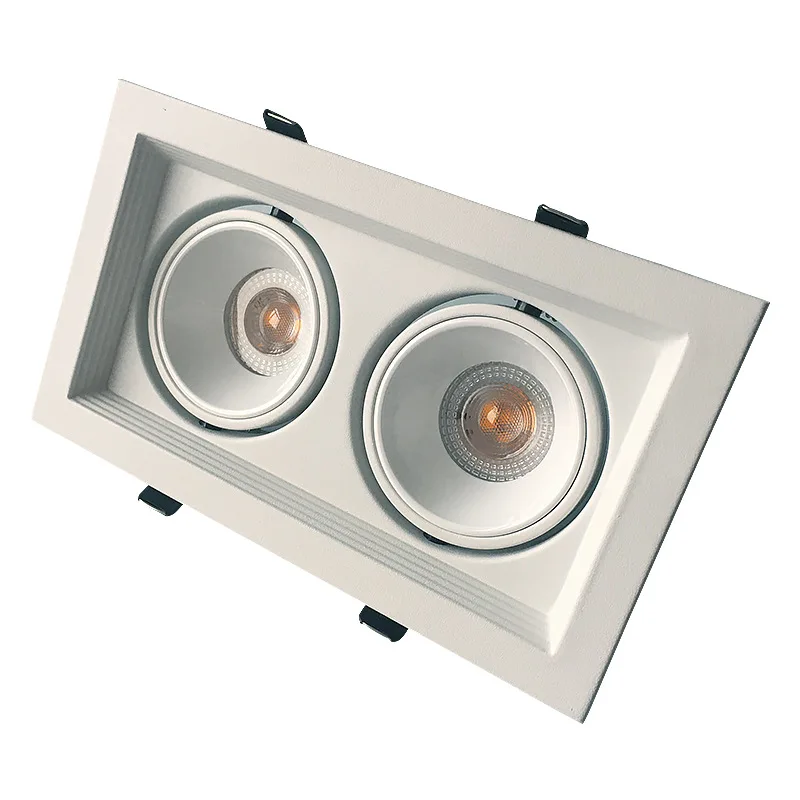 Replaceable GU10 LED Square round grille spotlights Single and dual head adjustable recessed downlight spotlights
