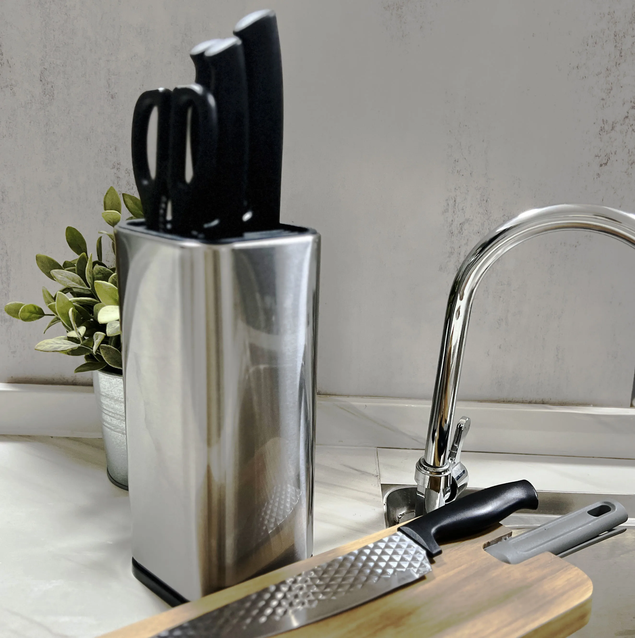 7 pcs knife set with block titanium knifes