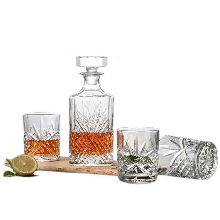 Whiskey Cognac Decanter Set with 6-Piece Crystal Whiskey Glasses Set Mens Gift Premium Liquor