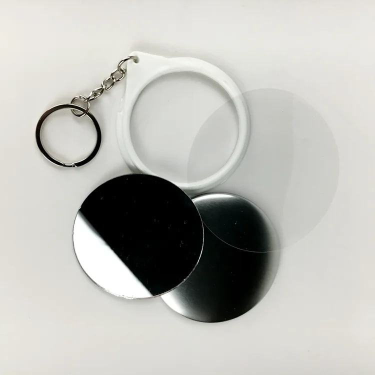Keychain mirror button tin badge/58mm round key chain with mirror/blanks for lapel pins