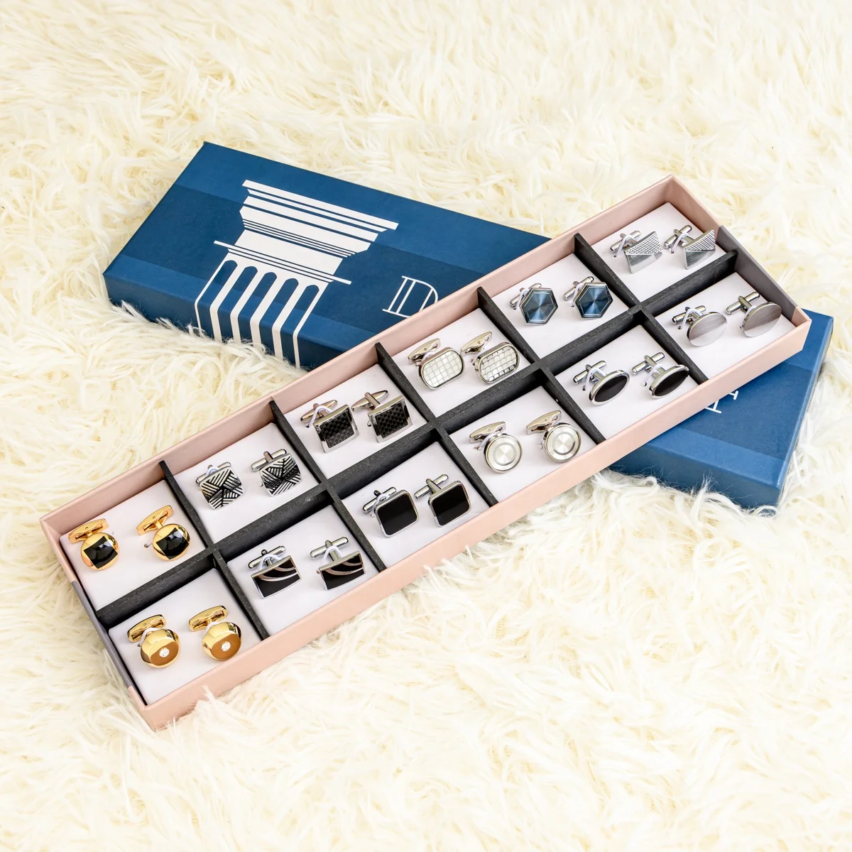 Wholesale Round Black Precious Stone Gold Plated Cufflinks Crystal Gemstone Mens Woman Cufflinks