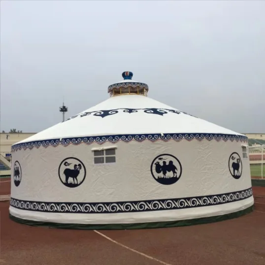 Ecological Bamboo Yurt Custom Winter House Living Lodging 4 Seasons 4 Layers Family Camping Mongolian Luxury Yurt Outdoor Tent