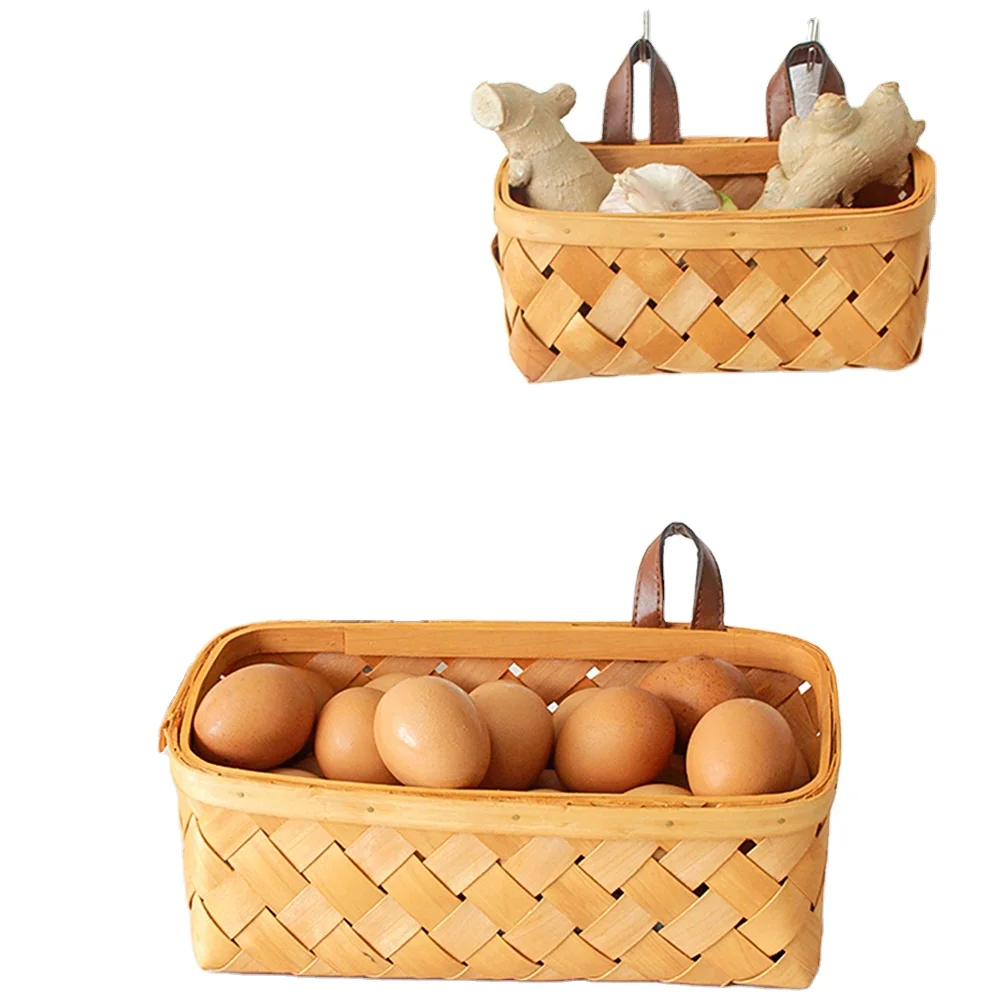 1-Pc Wooden Wall Hanging Flower Basket for Home Decor and Plant Display