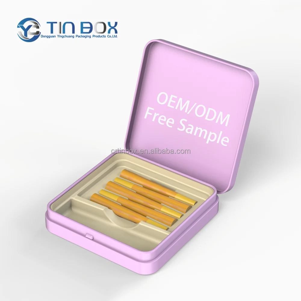 Recyclable Airtight Child Resistant Tin With Press Button Lock Metal Cr Tin Case For 0.5G 1G Pre E Rolls