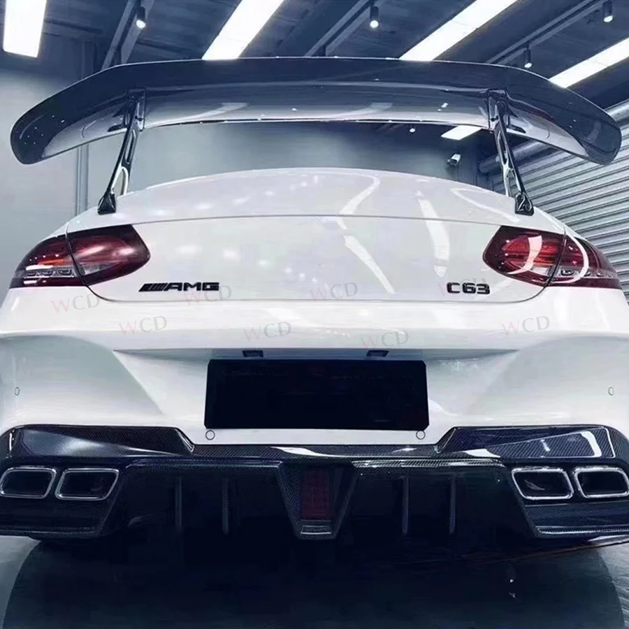 Carbon Fiber Spoiler IMP Style For Mercedes-Benz C-Class W205 C63 Coupe Rear Car Trunk Spoiler Flaps