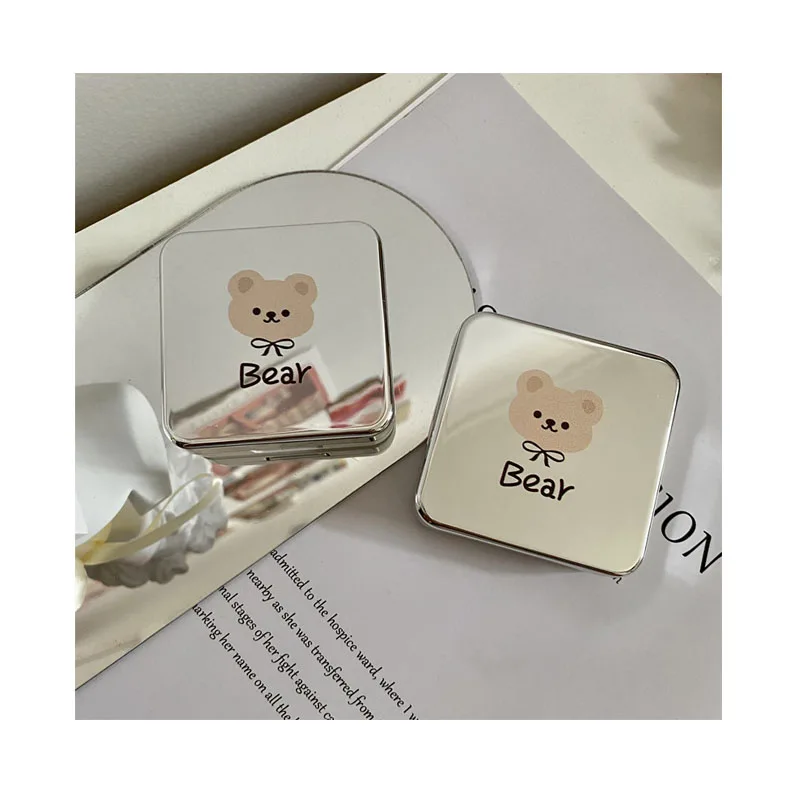 Simple Design Mirror Bear Pattern Contact Lens Hard Case Cartoon