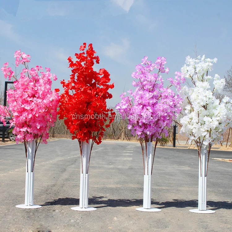 New Trend Wedding Table Centerpiece Ornament Tree Silk Artificial Cherry Blossom Tree For Wedding Ceremony Decoration