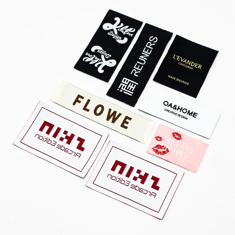 high definition brand hem label for sleeve,loop fold woven hem tag for sleeve