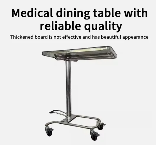High Quality Instrument Cart  Stainless Steel trolley Hospital Furniture height adjustable surgical Hydraulic mayo table