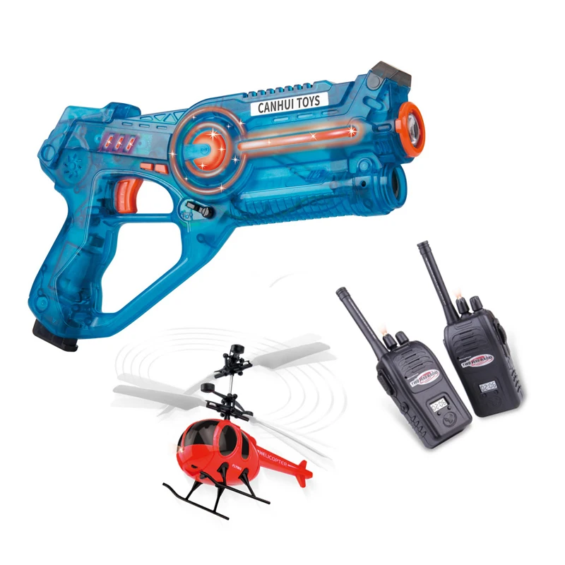 Light Sound Electric Kids Toy Laser Gun With Walkie Talkie Helicopter