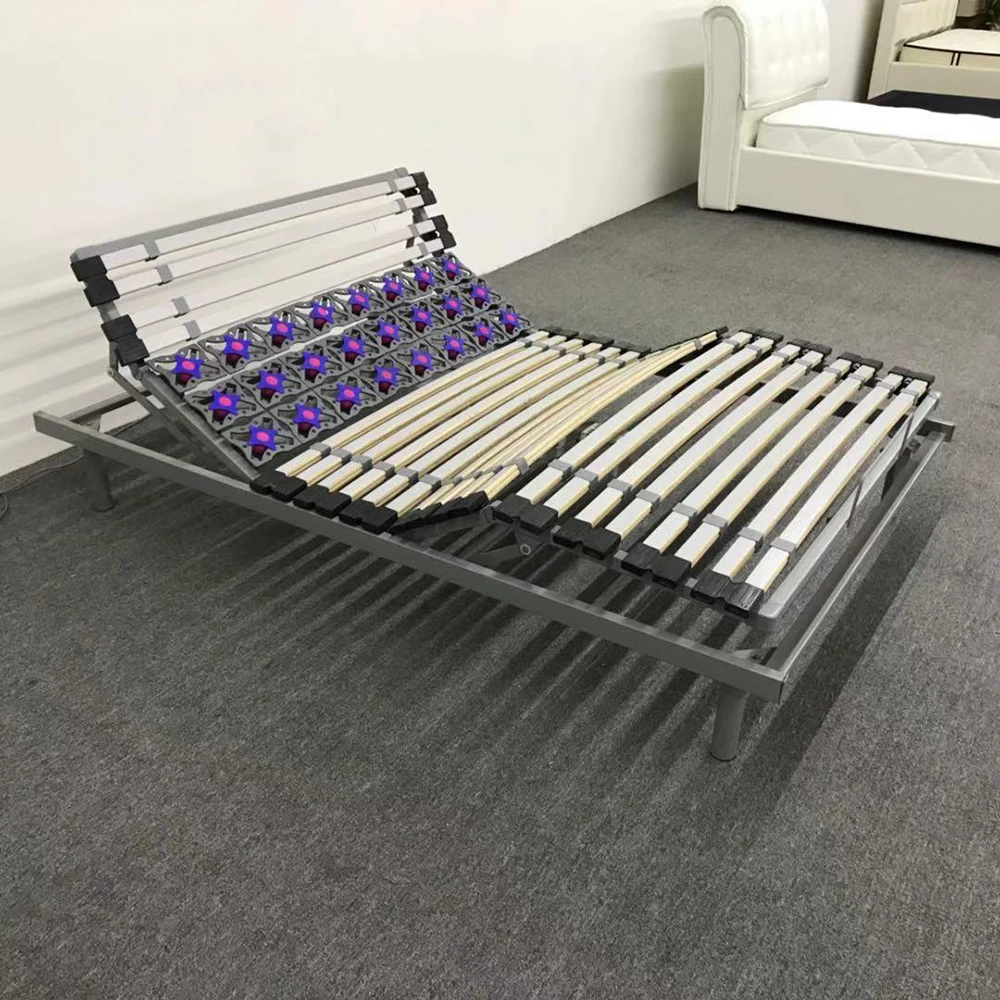 Smart adjustable electric platform bed base super king size metal slat plastic plate bed frame