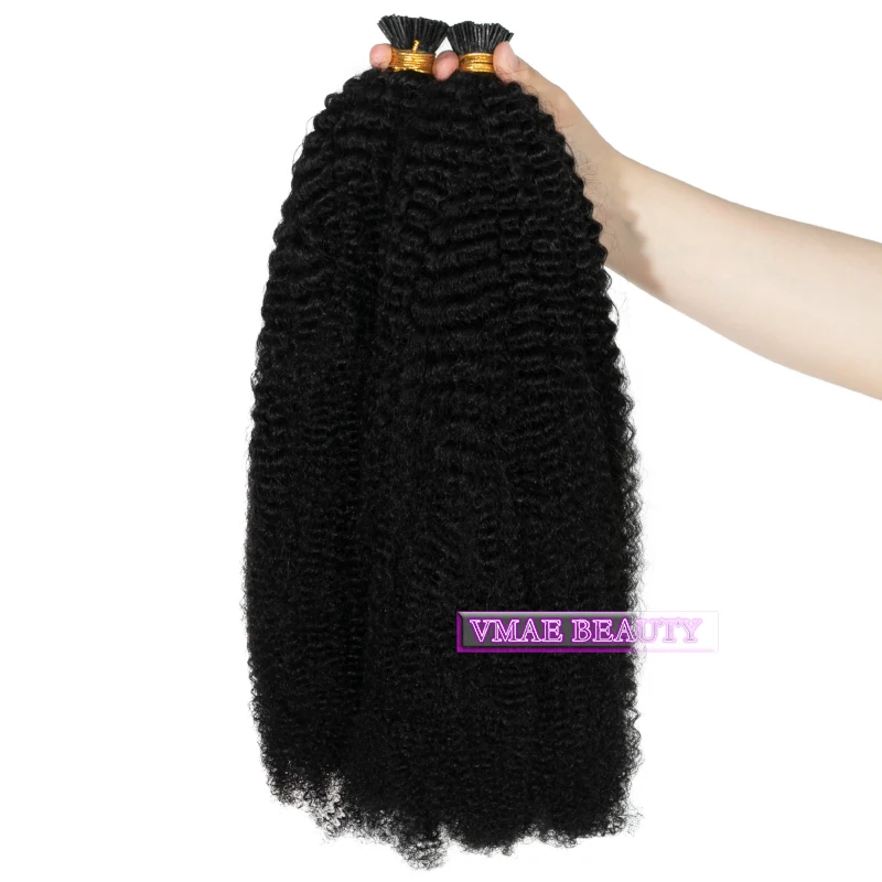 VMAE Wholesale Unprocessed Virgin Hair 100g 1g per strand NC 4A 4B 4C Afro Kinky Curly Vietnamese I Tip Human Hair Extensions