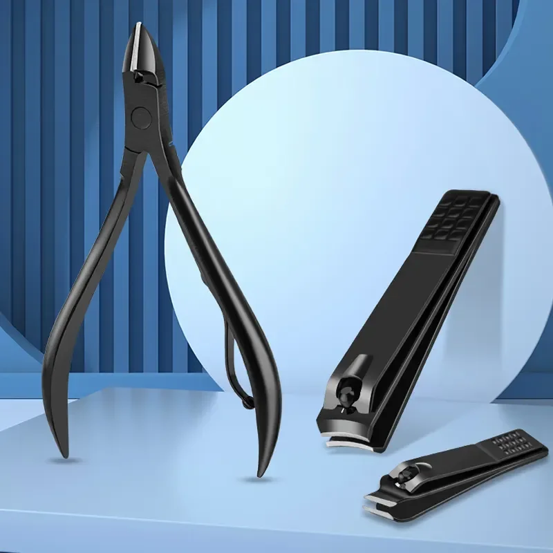 16 Pcs Black Stainless Steel Nail Clipper Cutter Trimmer Grooming Kit Manicure Set Pedicure Toe Nail Art Tools Set Kits
