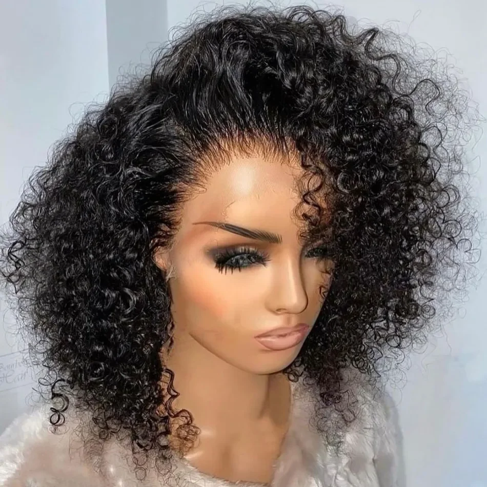 13*4 Lace Front Wigs Hd Human Hair Full Frontal Curly Short Bob Wig 100% Remy for Black Brazilian Women