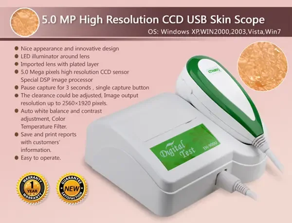 Portable skin test scalp analysis machine green color for hair and eye iris scanner