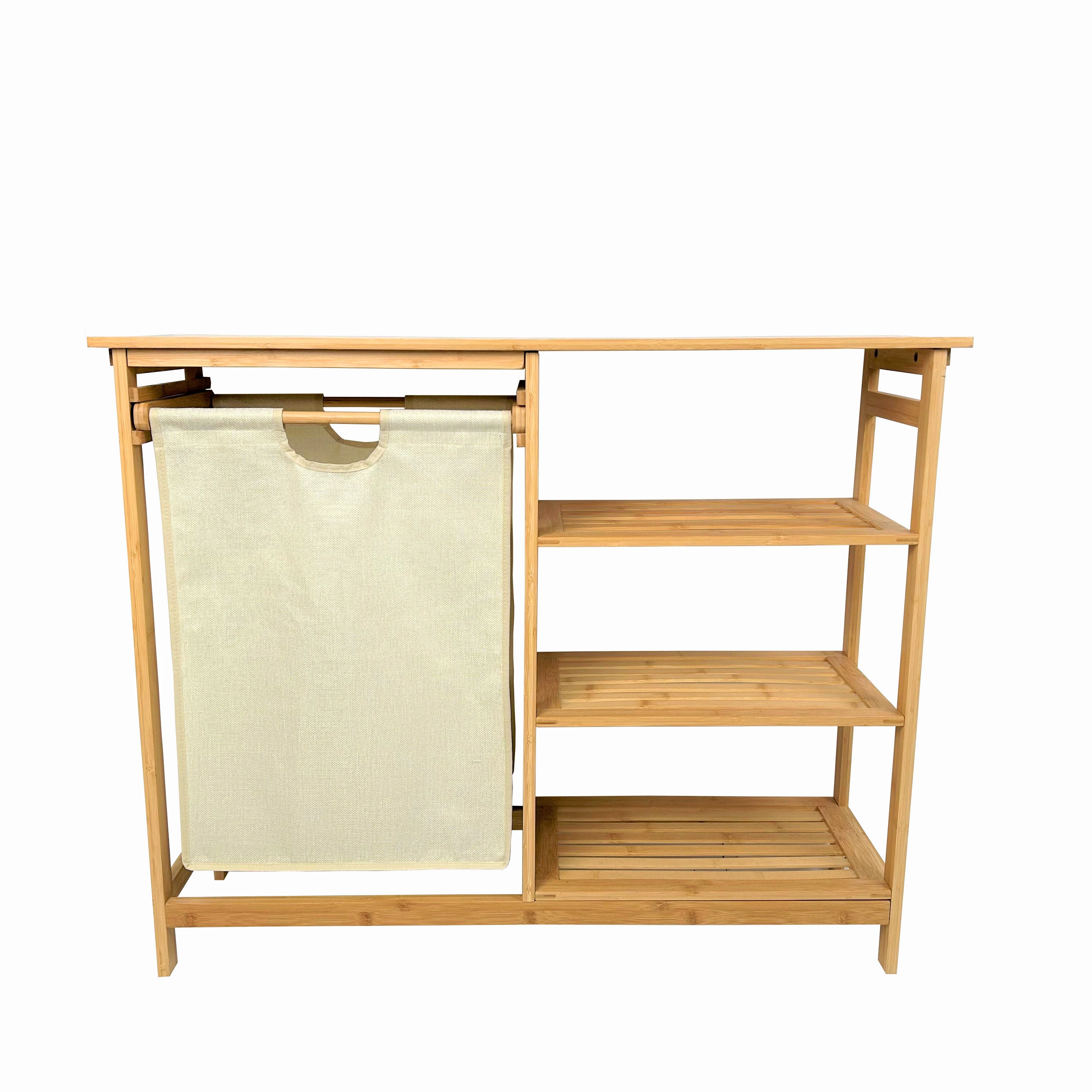 Отдельно стоящая бамбуковая корзина для белья, складные полки для хранения одежды