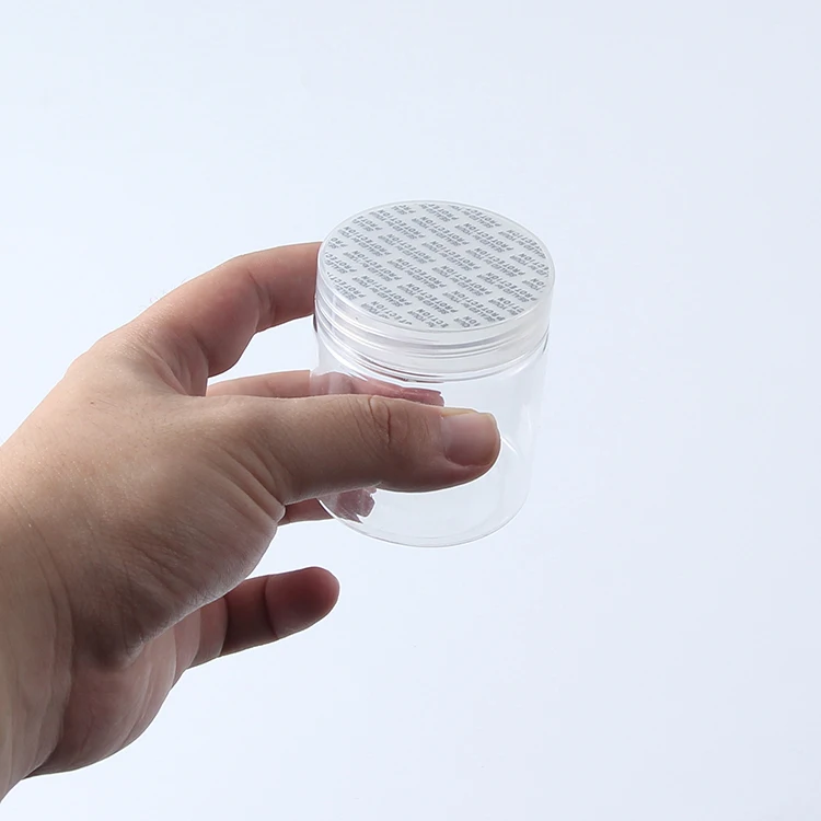 PET material transparent 400ml 500ml Food grade sealed plastic can with lid