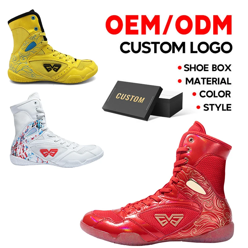 Custom Wholesale Make Your Own Professional Wrestling Boots Oem Cheap Sports Training High Top Boxing Shoes For Men