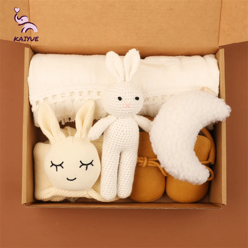 Cotton Infant Wrap & Rabbit Blanket Set Secure and Milestone Soothing Baby Gift for Bedroom Baby Muslin Swaddle