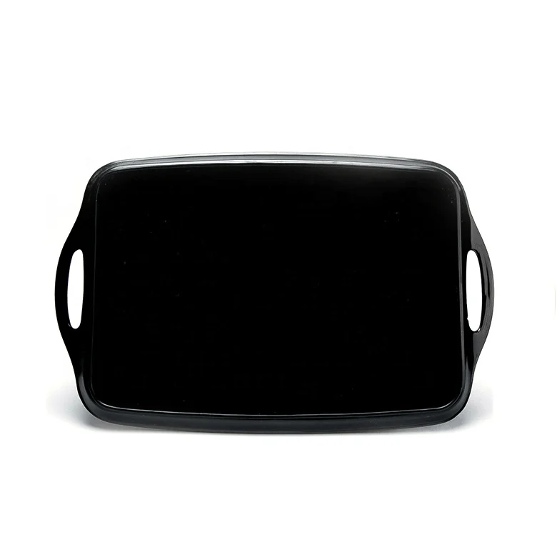 Hot sales custom design zebra pattern melamine tray black with handles