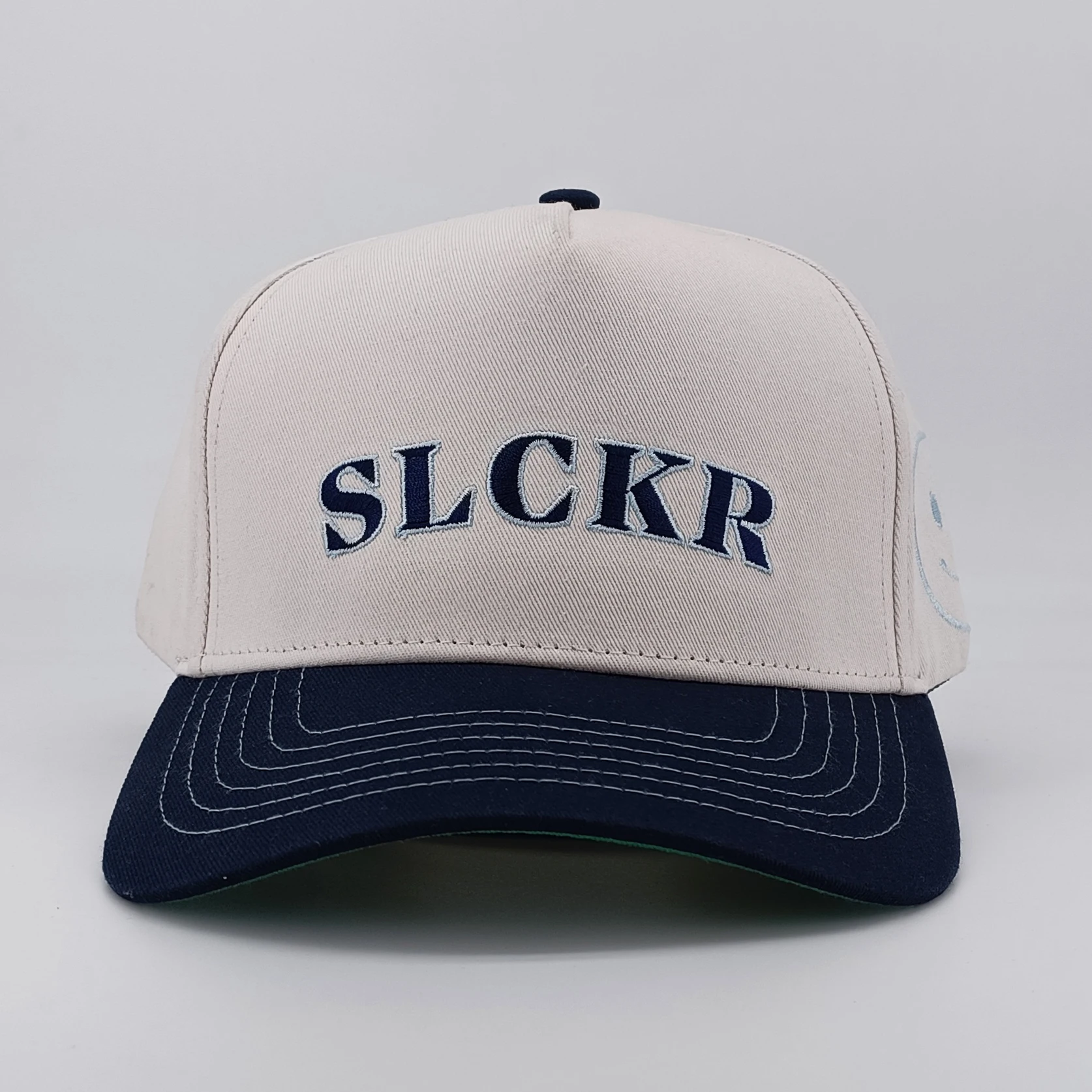 OEM Wholesale Custom 5 Panel Green Underbrim Acrylic Dad Hat Mens Sports Gorras 3D Embroidery Puff Logo Structured Baseball Cap