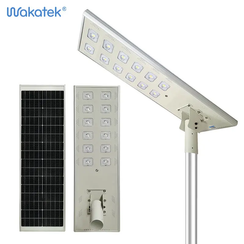 WAKATEK 60W wholesale IP67 waterproof outdoor 100w 120w all in one led solar street lights aluminum shell high quality 48 hours