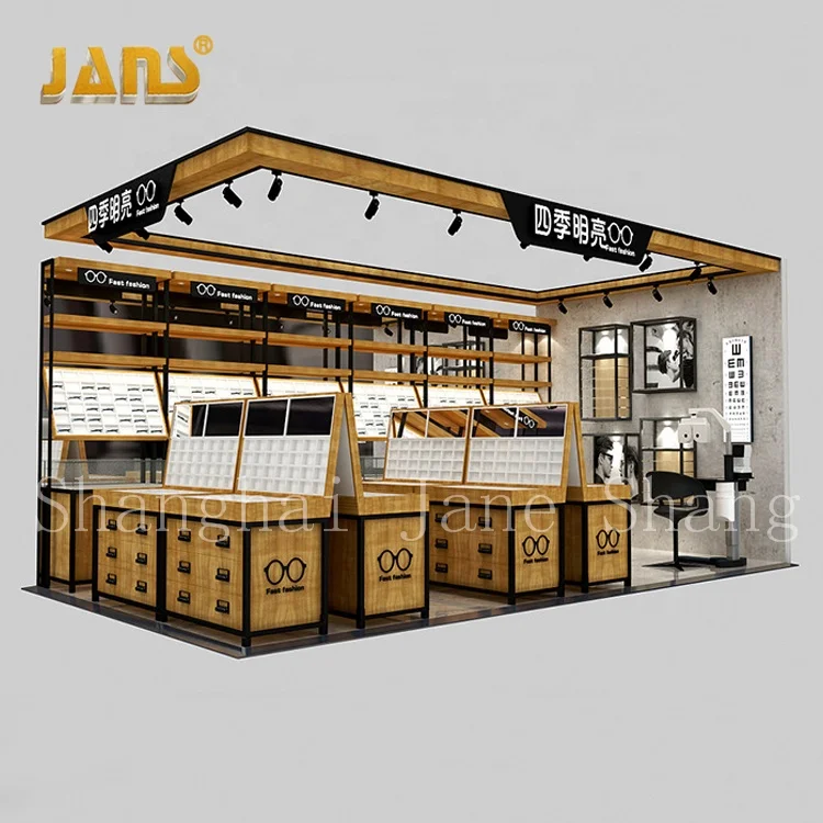 Custom optical store display furniture eyewear wooden equipment for optical shop decoration