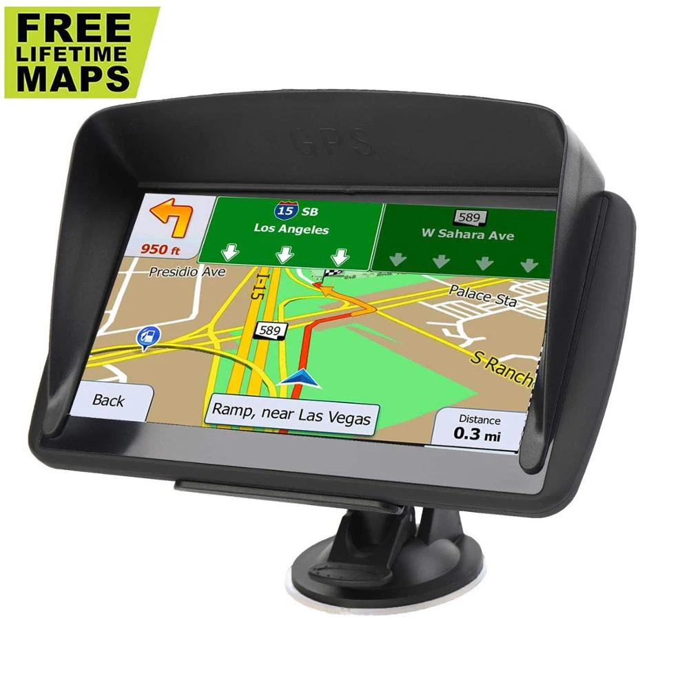 Truck 7 Inch Portable GPS Navigation System  Car Locator Navigator Free Map 3D View Map Display