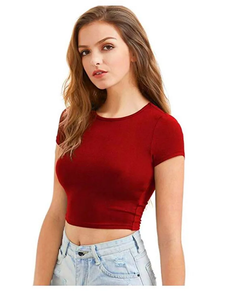 
High Quality Crop Top T Shirt Women Oversized Custom Print 