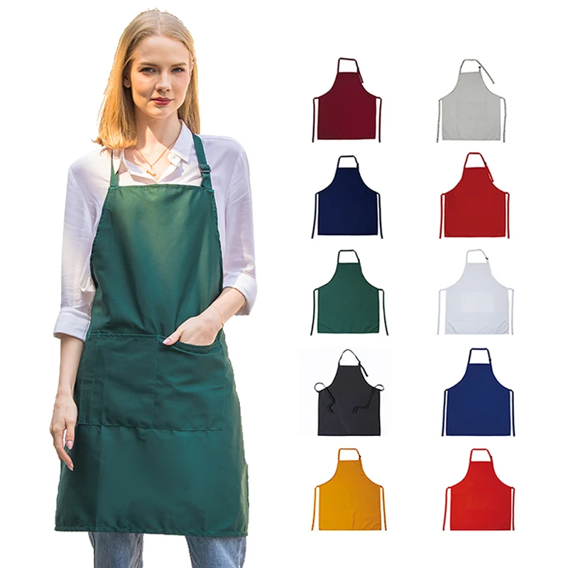 Polyester cotton custom aprons logo kitchen cleaning cooking restaurant apron for chef