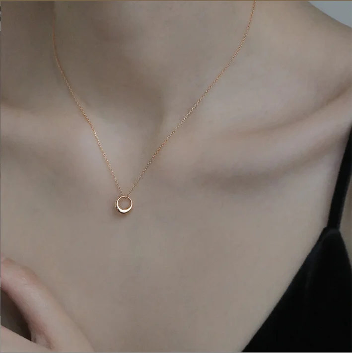 MAXERY 925 sterling silver 2022 new geometric circle necklace female clavicle chain gold necklaces