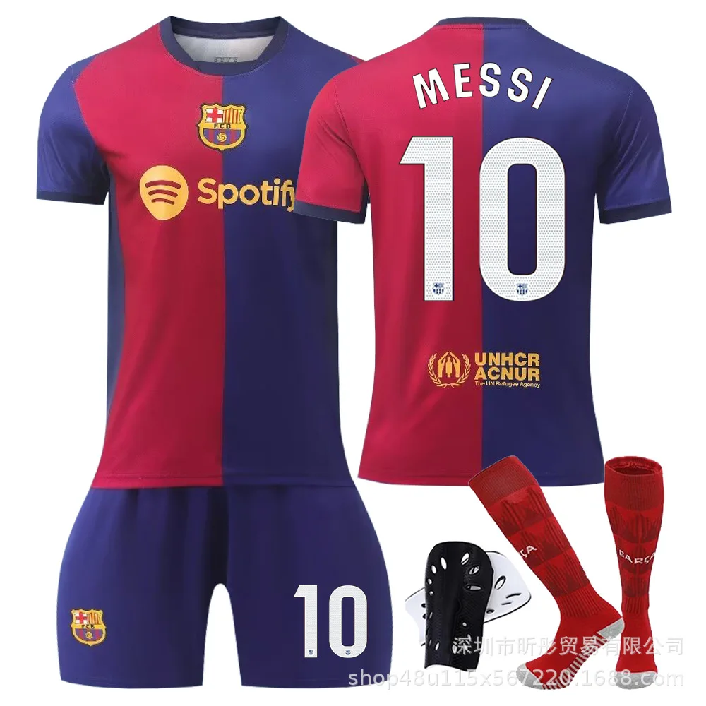 Factory customized Barcelon football jersey 8 Pedri 9 Lewandowski 30 Gavi 10 Messi jersey set for adults and children
