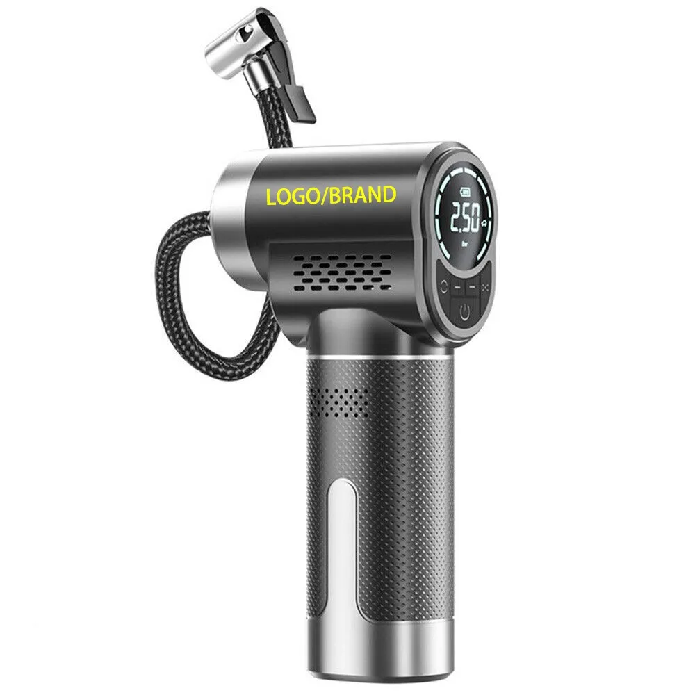 Customized Logo Cordless Digital Display Tire Inflator Portable Air Compressor Rechargeable Wireless Car Tire Hand Air Pump