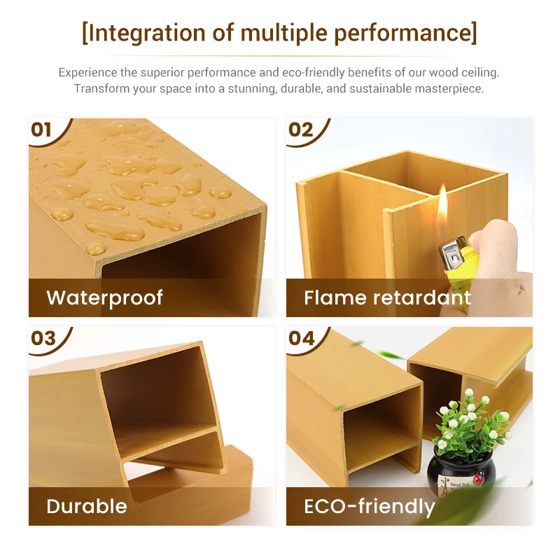 WPC Modern Ceilings Design Eco-friendly Interior Baffle Ceiling Tile