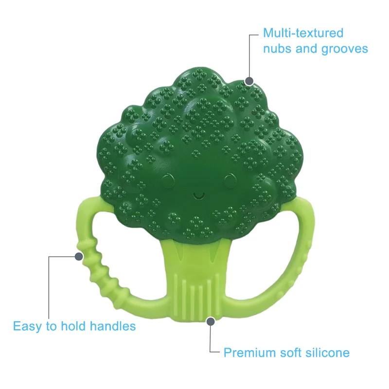 Wholesale Little Colored Broccoli Silicone Baby Teether Sensory Toys BPA Free Food Grade Soft Teether Chew For Baby