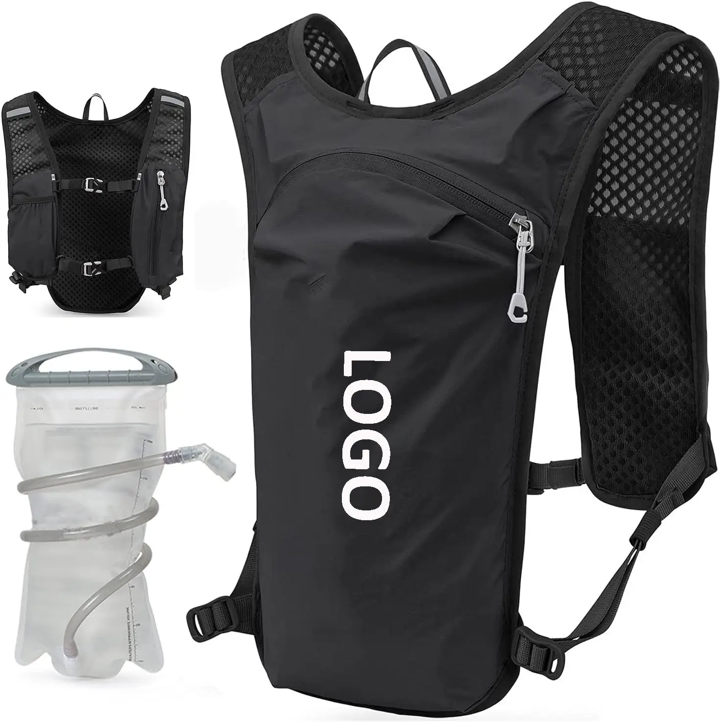 Unisex Reflective Vest Adjustable Hydration System Durable Lightweight Running Backpack featuring Water Bottle Fashionable