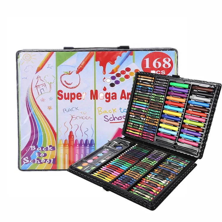 168 pieces coloring kids crayon pastel color pencil drawing art stationery kit