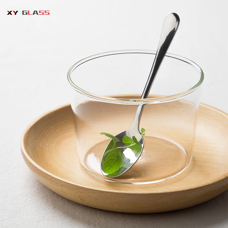 simple design classical clear borosilicate glass serving dessert matcha bowl