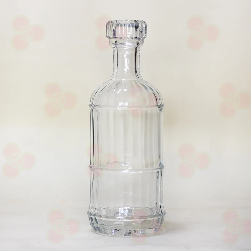 Новые супер кремневые 50cl 70cl 75cl круглые рельефные ребристые стеклянные бутылки для виски оптом Джин водка