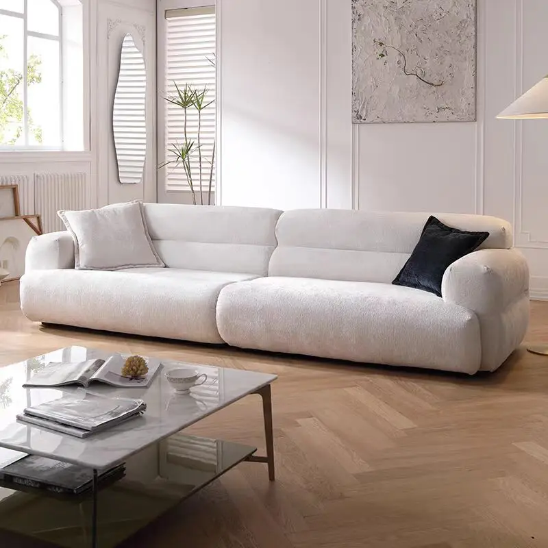 Italian fabric sofa living room modern simple household small apartment designer straight sofa