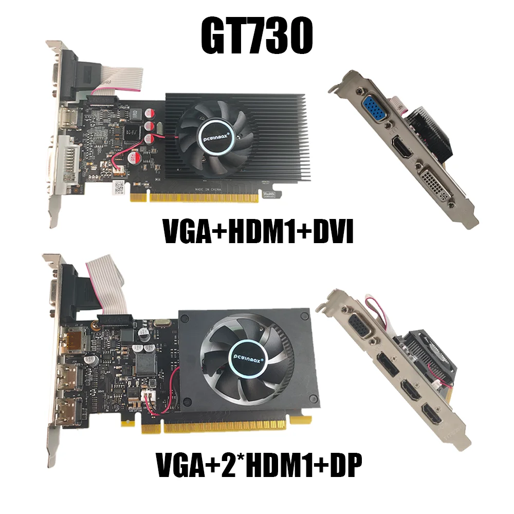 PCWINMAX Wholesale Geforce GT730 4GB 2GB DDR5 64BIT Low Profile PC Graphics Card VGA Video Card