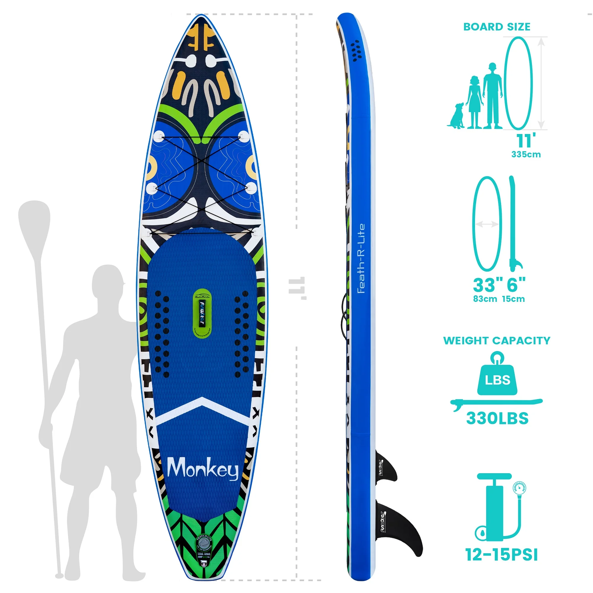 FUNWATER Прямая поставка от производителя 11 лопастей доска для серфинга педаль водяная надувная синяя лопастная
