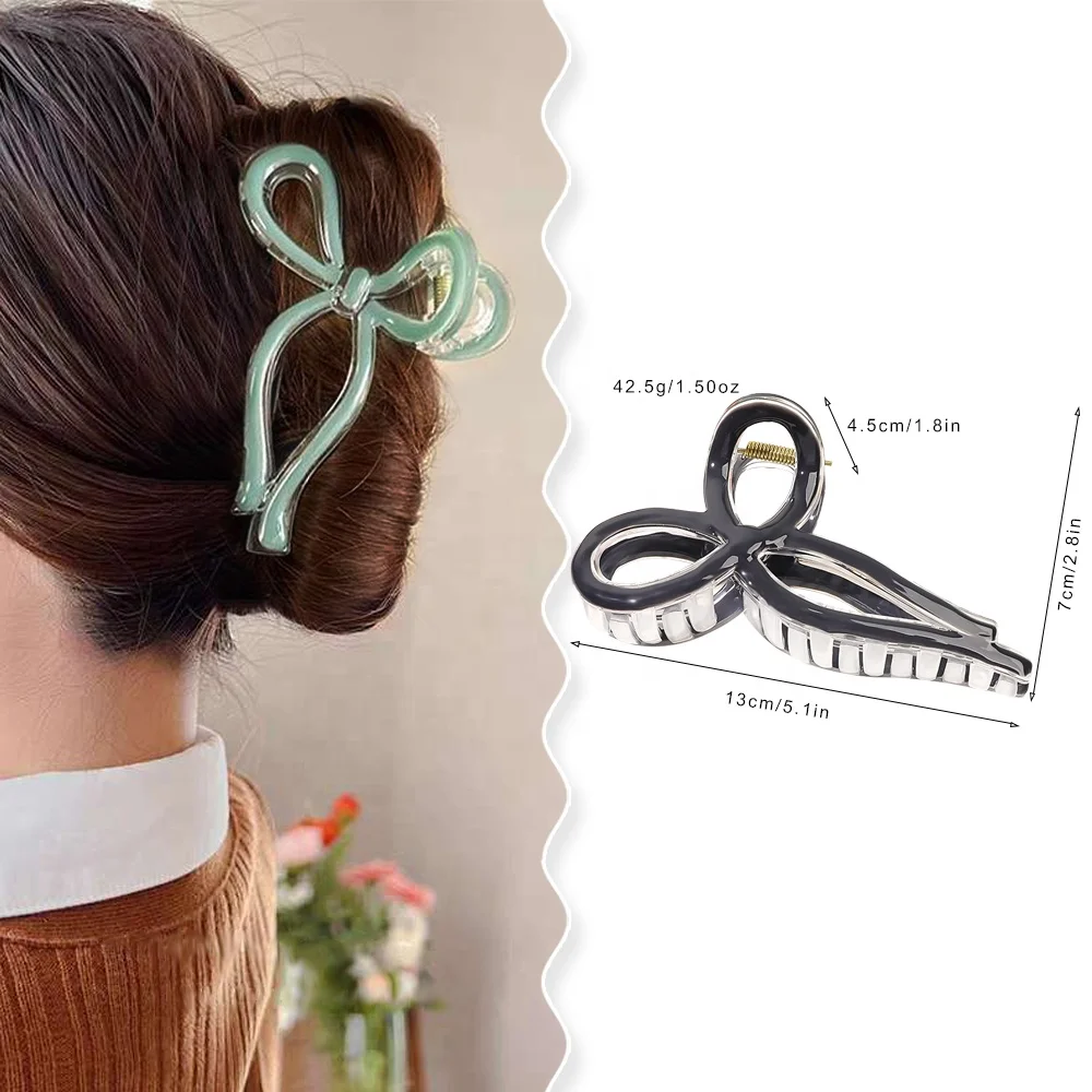 Korea Summer Sweet Hair Clips PC Large Bow Woman Large Plastic Resin Hair Claw Clips