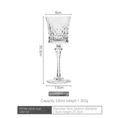Light luxury vintage crystal diamond wine glass, cognac glass, home cute short foot tall champagne glass Glass cup